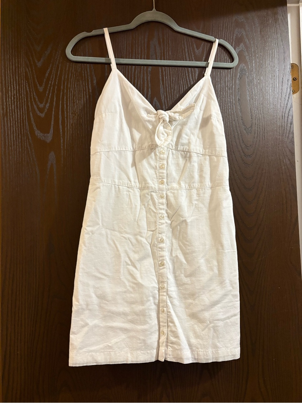 Abercrombie & Fitch White Mini Button-Front Sundress